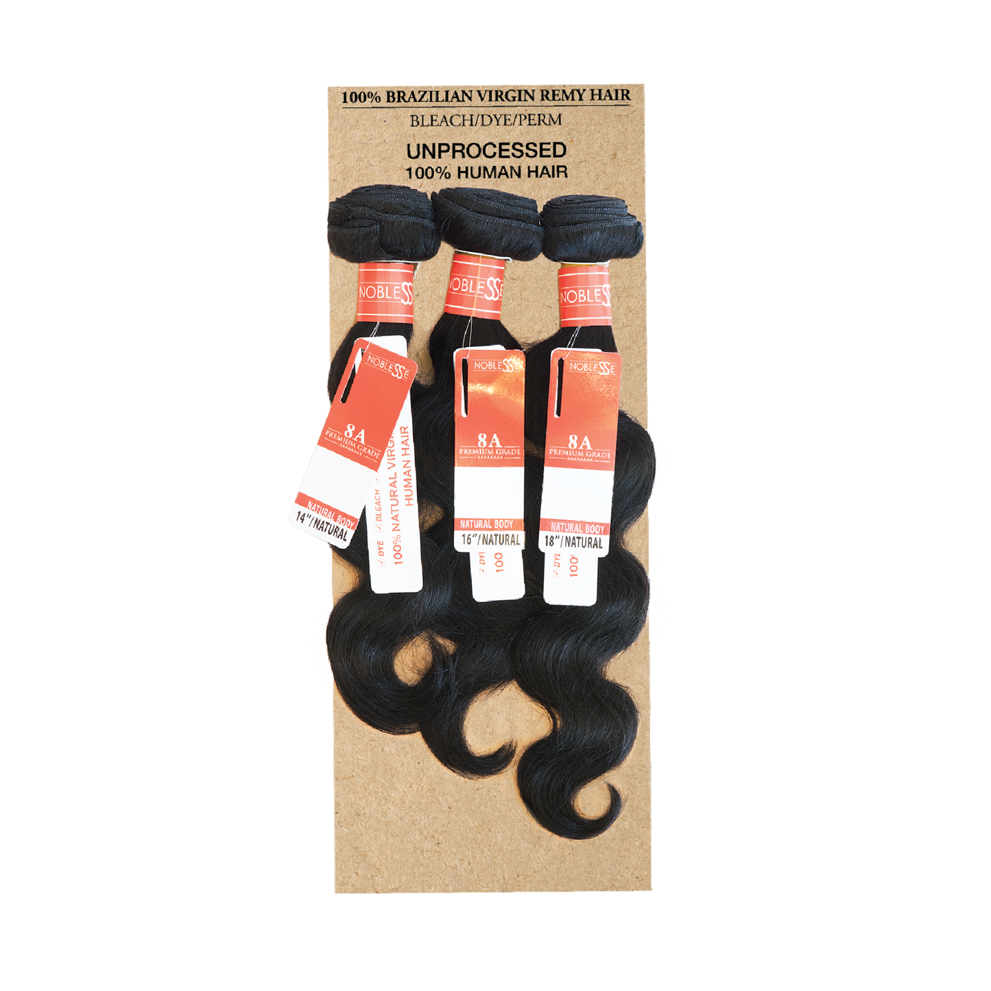 8A 3pcs Unprocessed Bundle Hair Body Wave