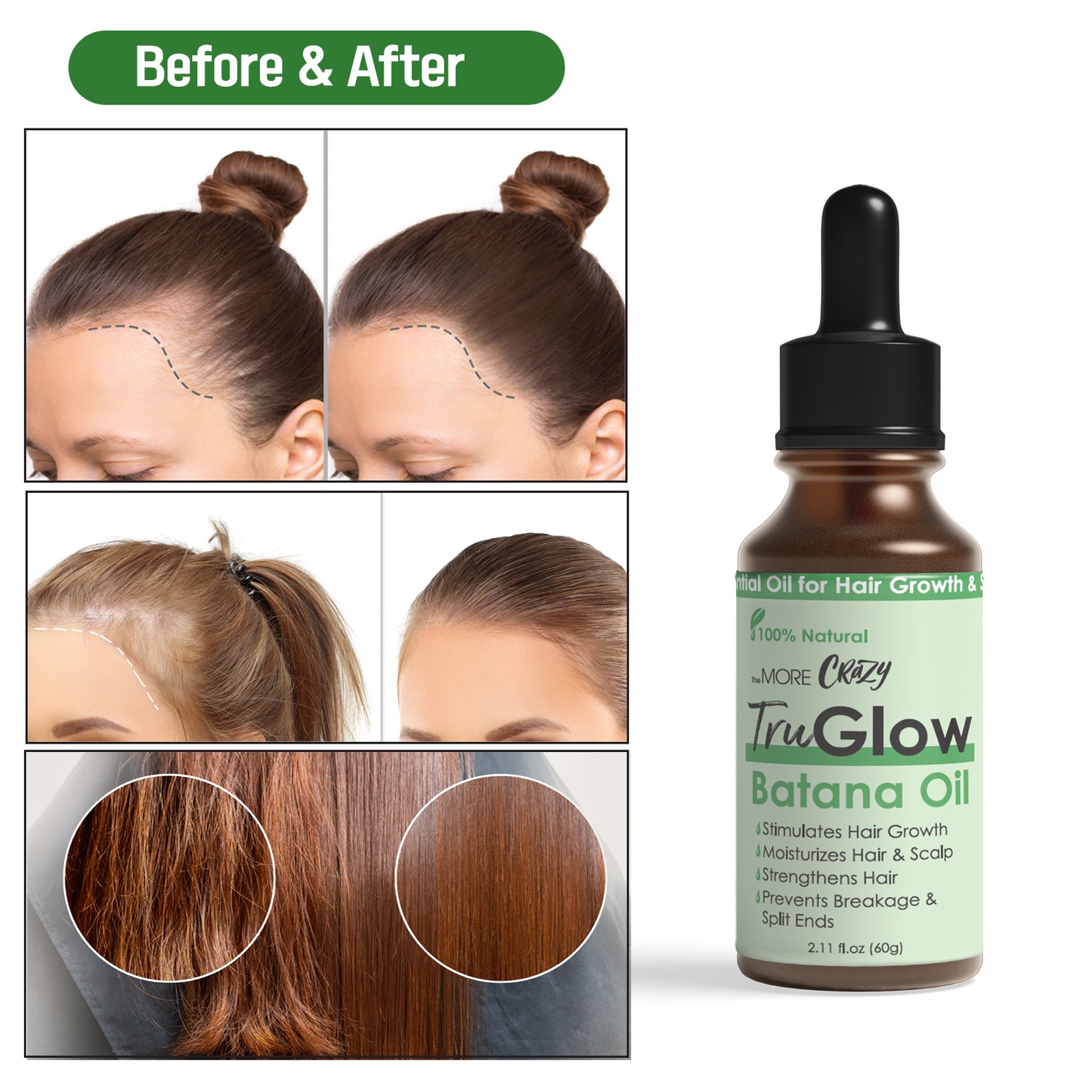 TheMore Crazy TruGlow 100% Pure Hair Growth Oil 2fl oz