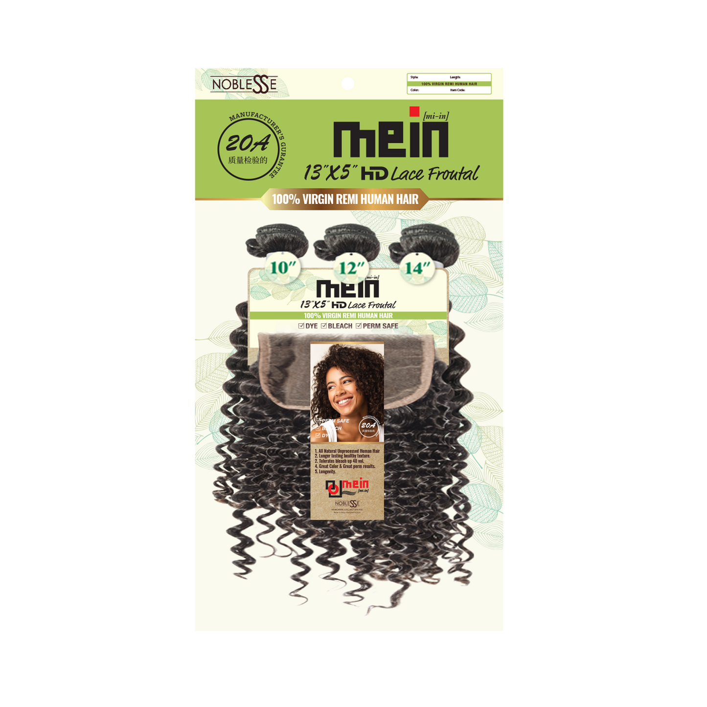 MEIN 20A 13X5 3 Bundle with HD Lace Closure Deep Wave