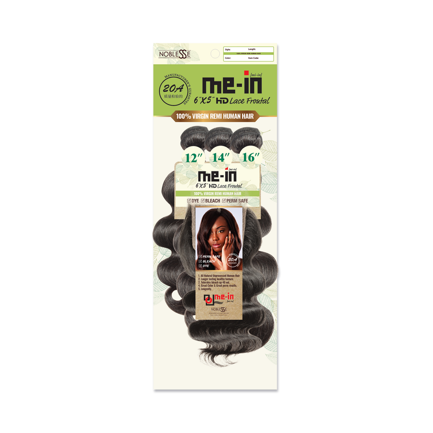 MEIN 20A 6X5 3 Bundle with HD Lace Closure Body Wave