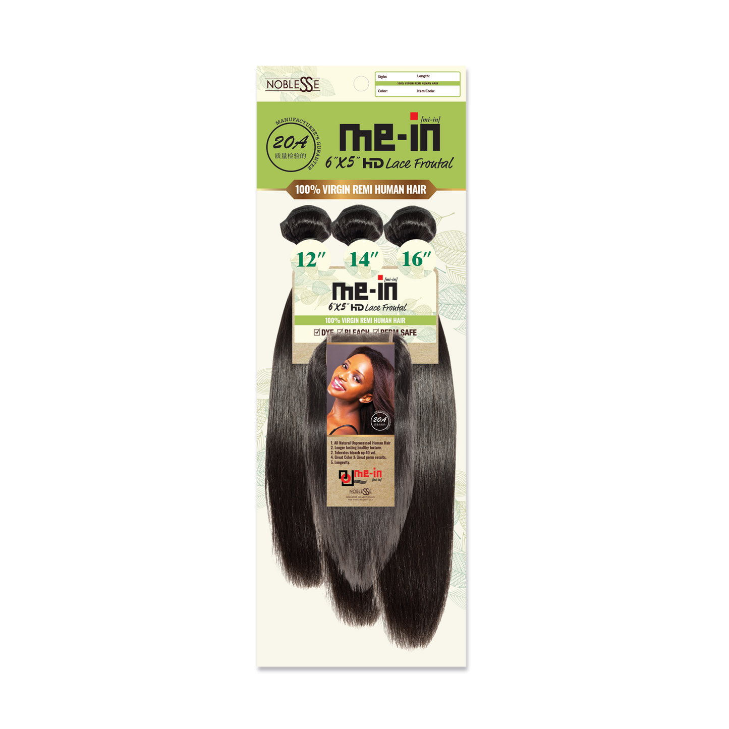 MEIN 20A 6X5 3 Bundle with HD Lace Closure Straight
