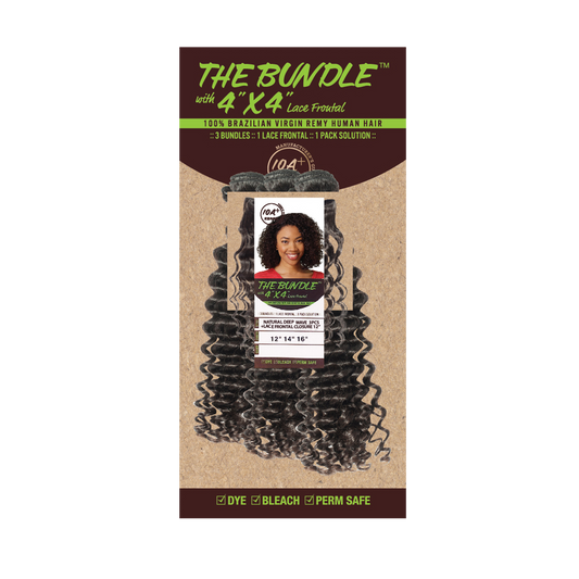 The Bundle Deep Wave 3pcs with 4"x4" Frontal Lace Closure
