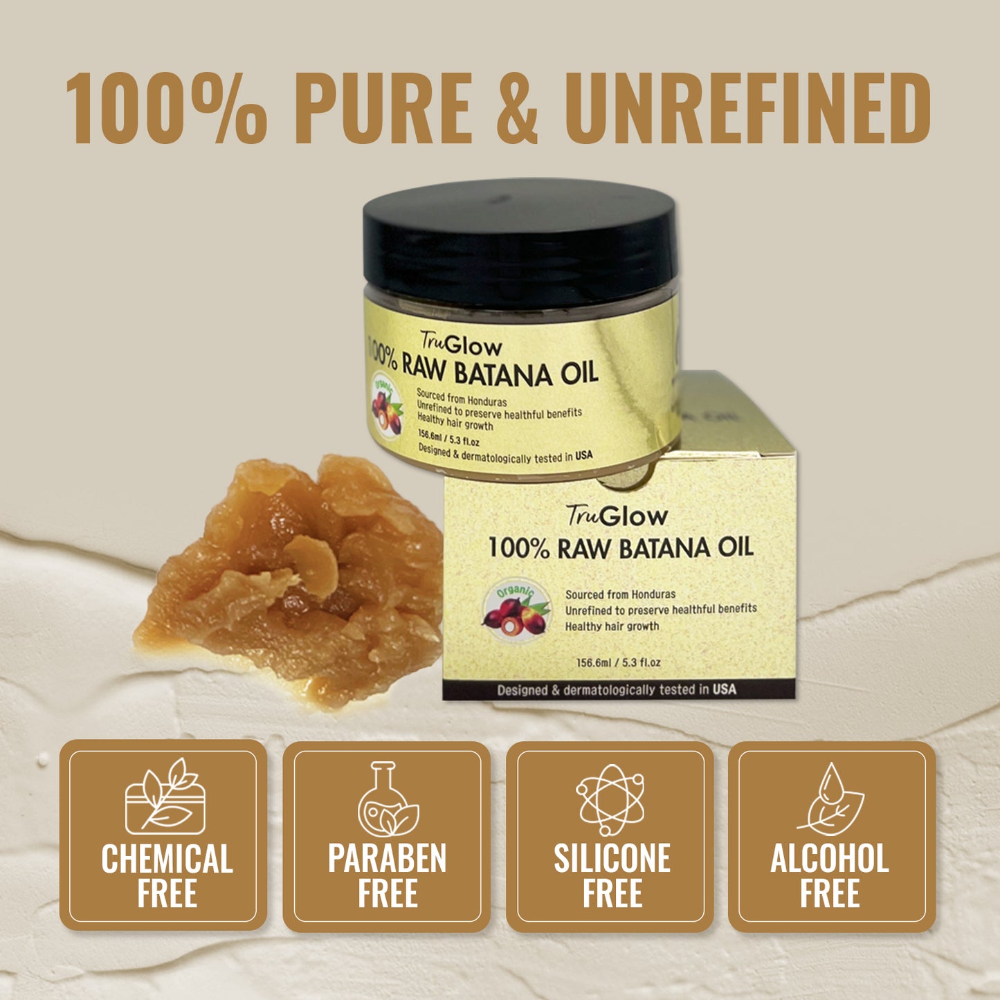 TruGlow 100% Raw Batana Oil 5.3oz/156ml