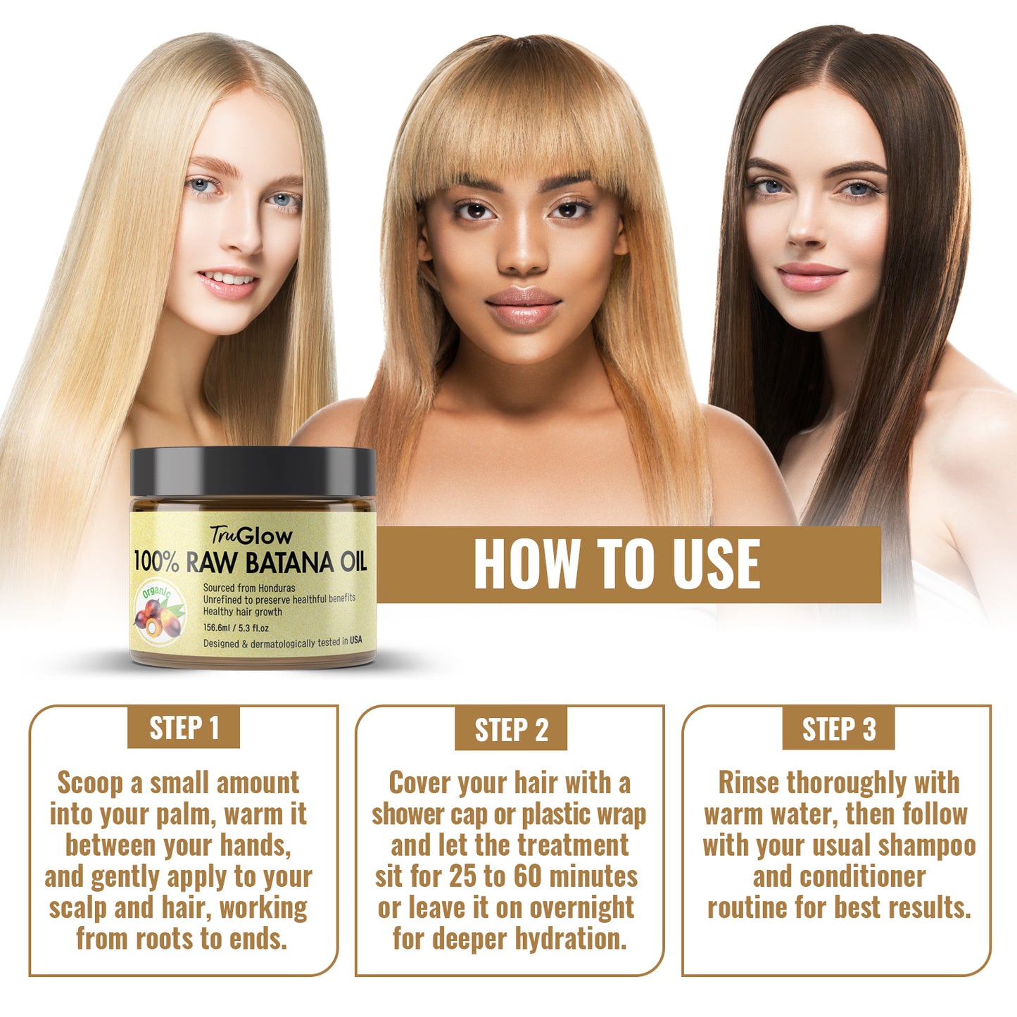 TruGlow 100% Raw Batana Oil 5.3oz/156ml