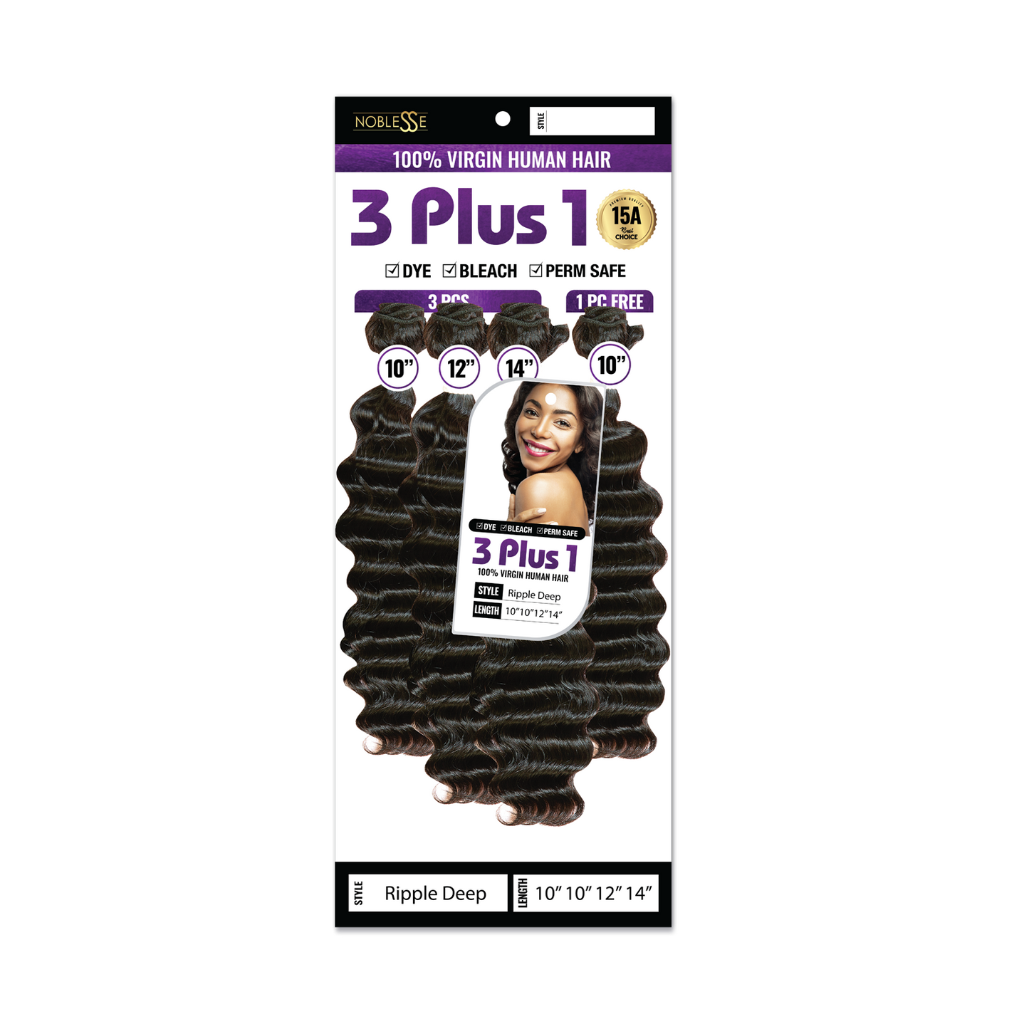 3 Plus 1 Ripple Deep Wave 100% Brazilian Virgin Bundle Hair