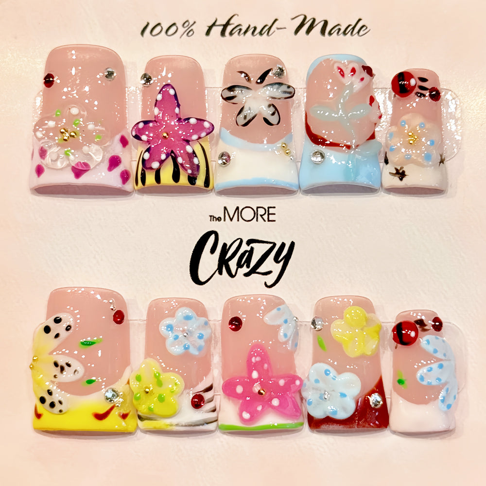 TheMore Crazy 100% Handcrafted Premium Press-On Nails [N057