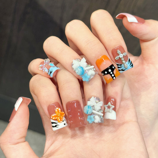 TheMore Crazy 100% Handcrafted Premium Press-On Nails [N073]